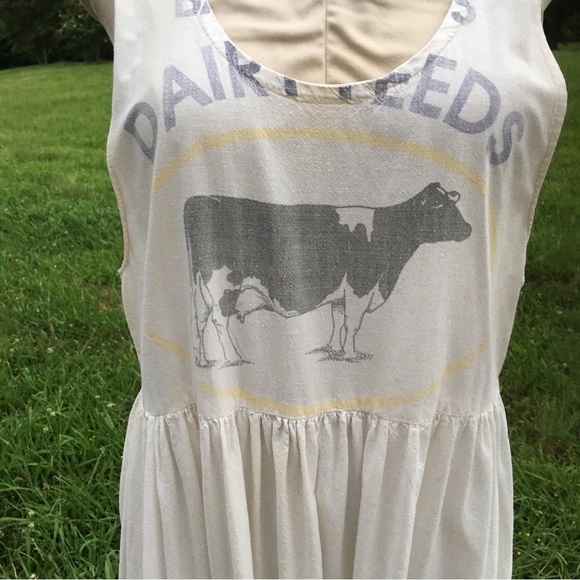 Vintage 80’s Country Farm Prairie Style Flour Sack Maxi Dress  BOHO FESTIVAL - Picture 2 of 15